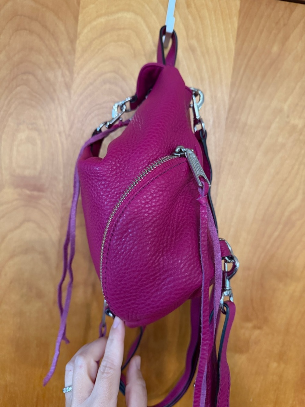 Rebecca Minkoff Magenta Leather Backpack Purse - Picture 11 of 13